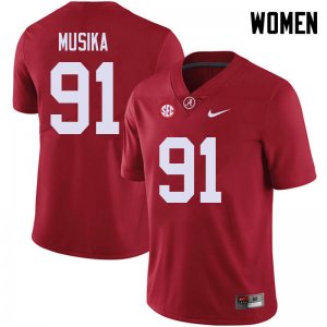 NCAA Women's Alabama Crimson Tide #91 Tevita Musika Stitched College 2018 Nike Authentic Red Football Jersey AL17F57GK